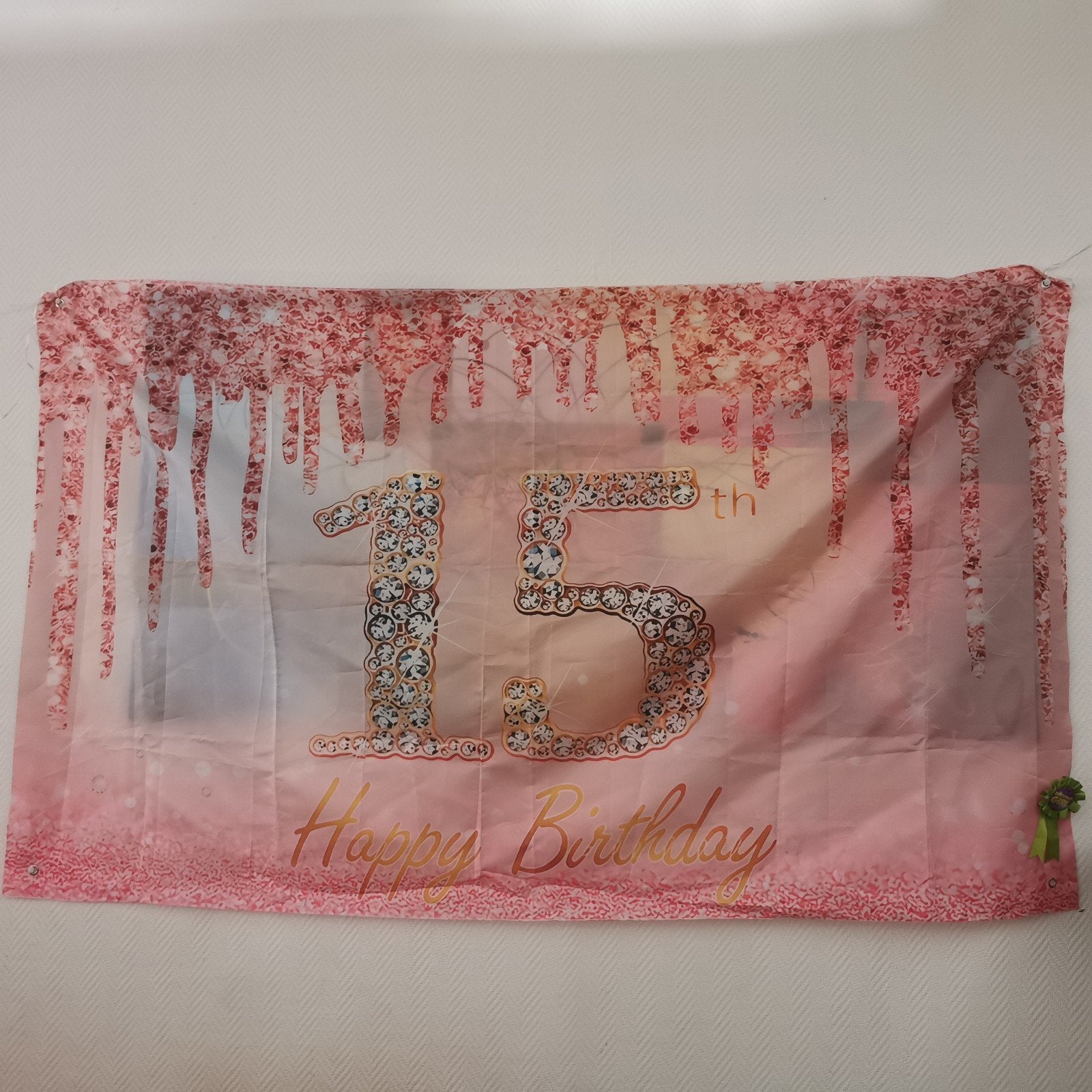 Verjaardagsdoek 15 jaar met 'Happy Birthday Girl' speld, Ophalen of Verzenden, Versiering, Verjaardag