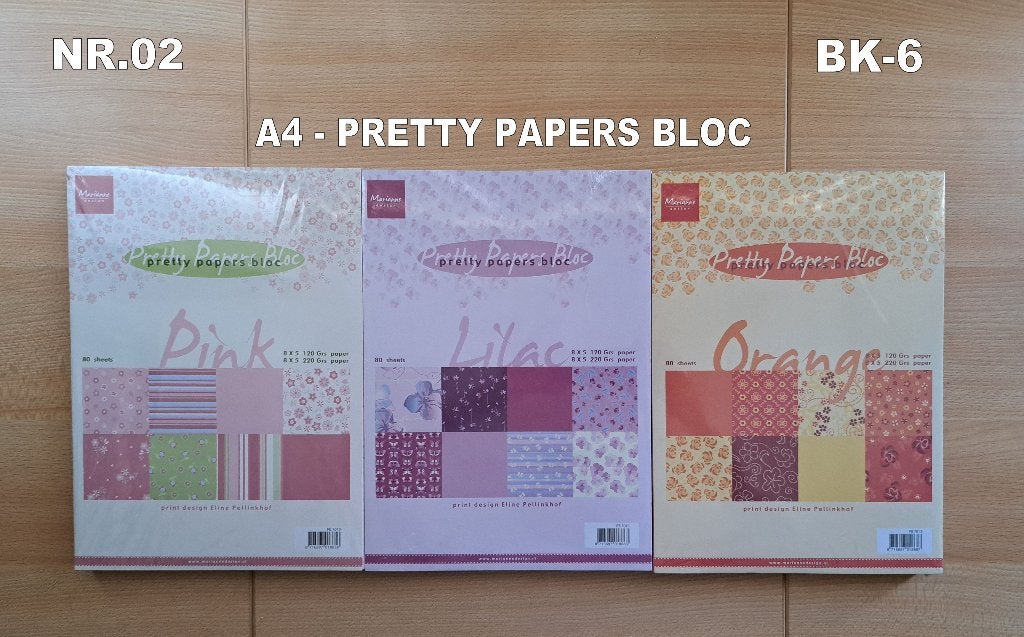 nr.02...A4-ELINE PRETTY PAPERSBLOC - 3 SOORTEN, Ophalen of Verzenden, Nieuw, Papier of Karton, Knutselmateriaal
