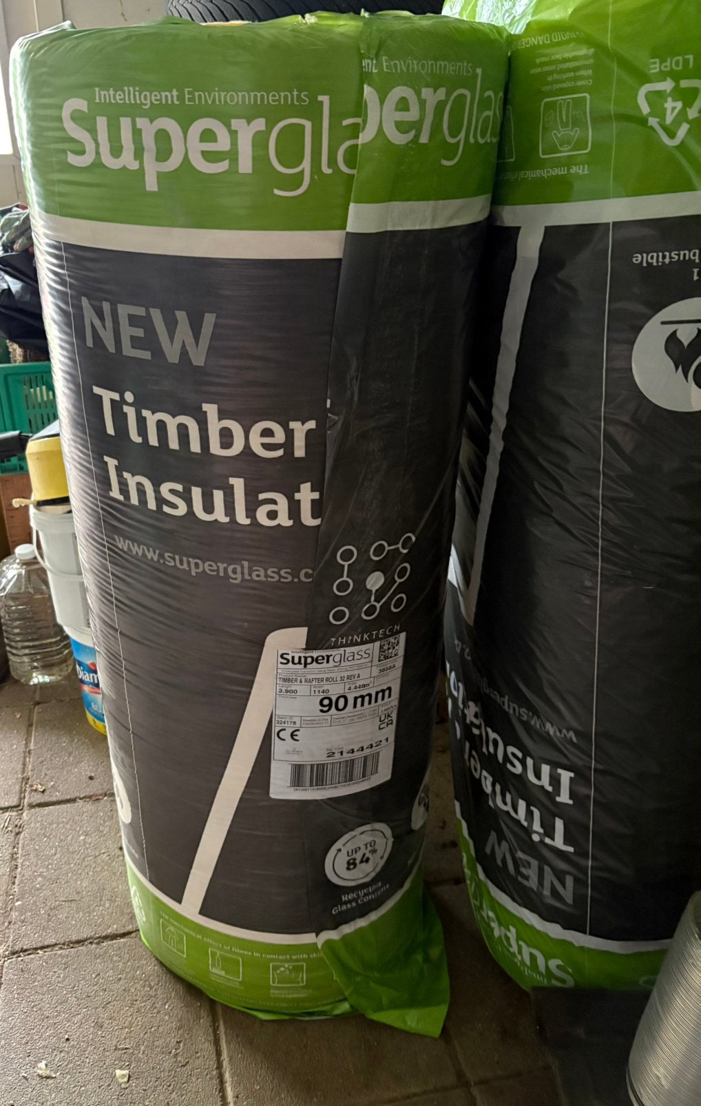 3 rollen isolatiewol 90mm dik, Doe-het-zelf en Verbouw, Isolatie en Afdichting, Ophalen, 10 tot 15 m², Nieuw, Muurisolatie