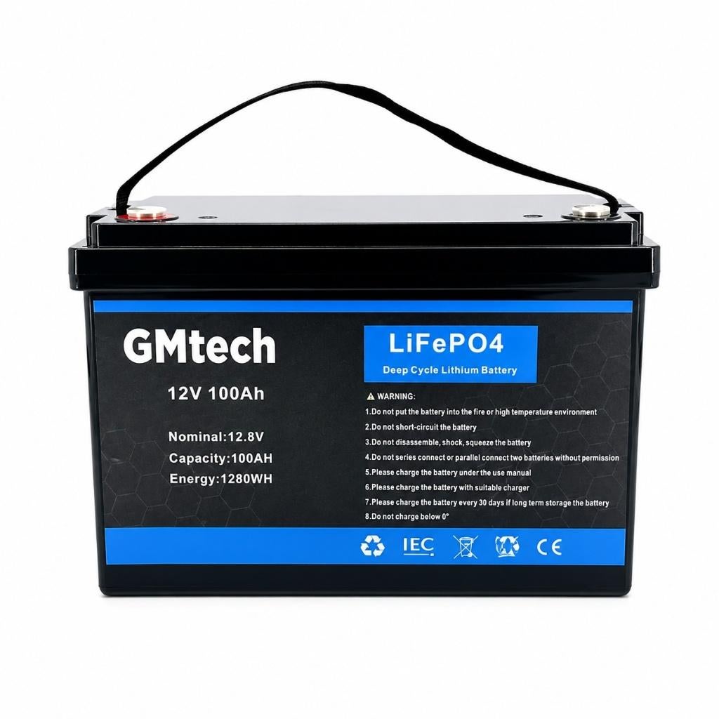 GMtech lifepo4 accu 12v 100Ah accessoire accu Camper boot, Www.Gm-outdoor.nl, Nieuw, Info@GM-outdoor.nl, Ophalen of Verzenden