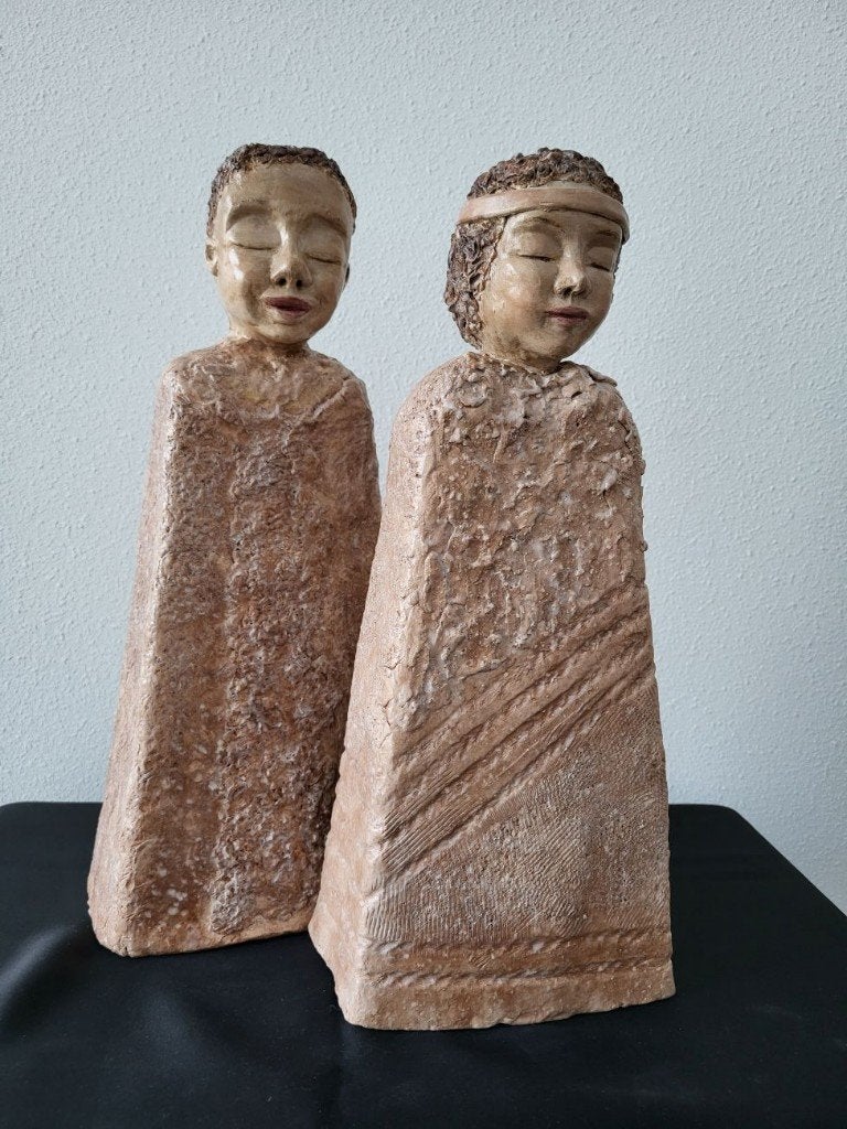 2 BEELDEN (man/vrouw) keramiek, Ophalen, Nieuw, Fantasy
