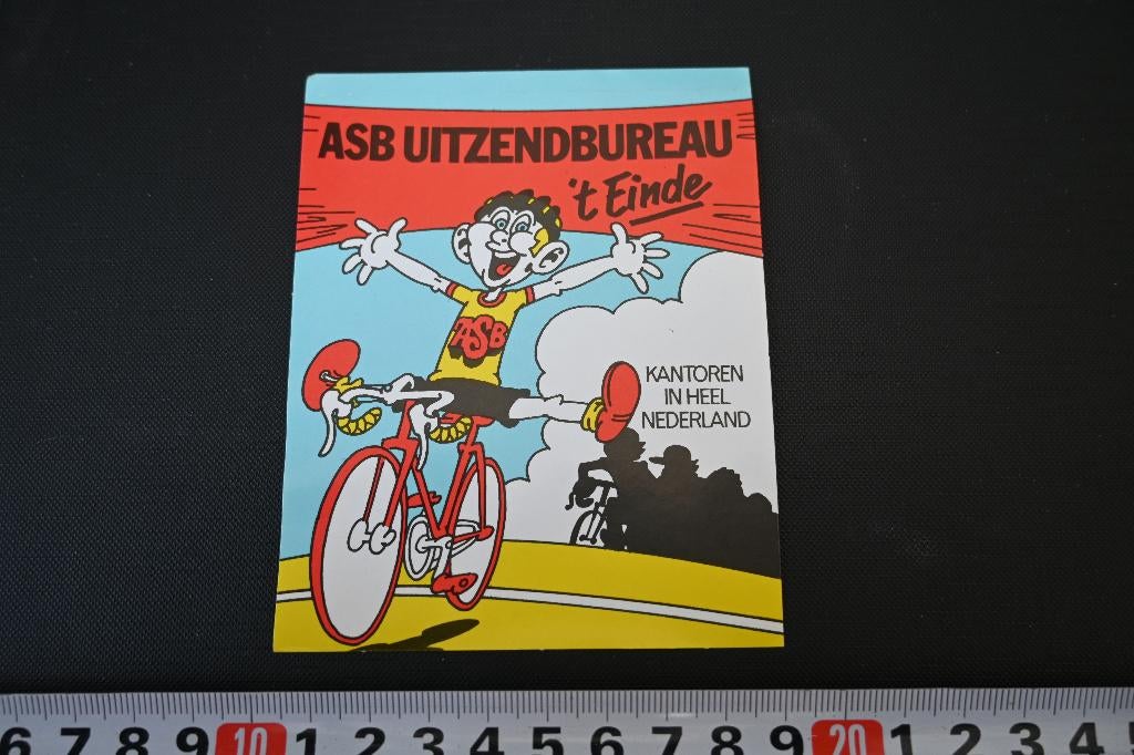 sticker fiets wielrennen strip ASB uitzendbureau 't einde, Verzamelen, Stickers, Ophalen, Zo goed als nieuw