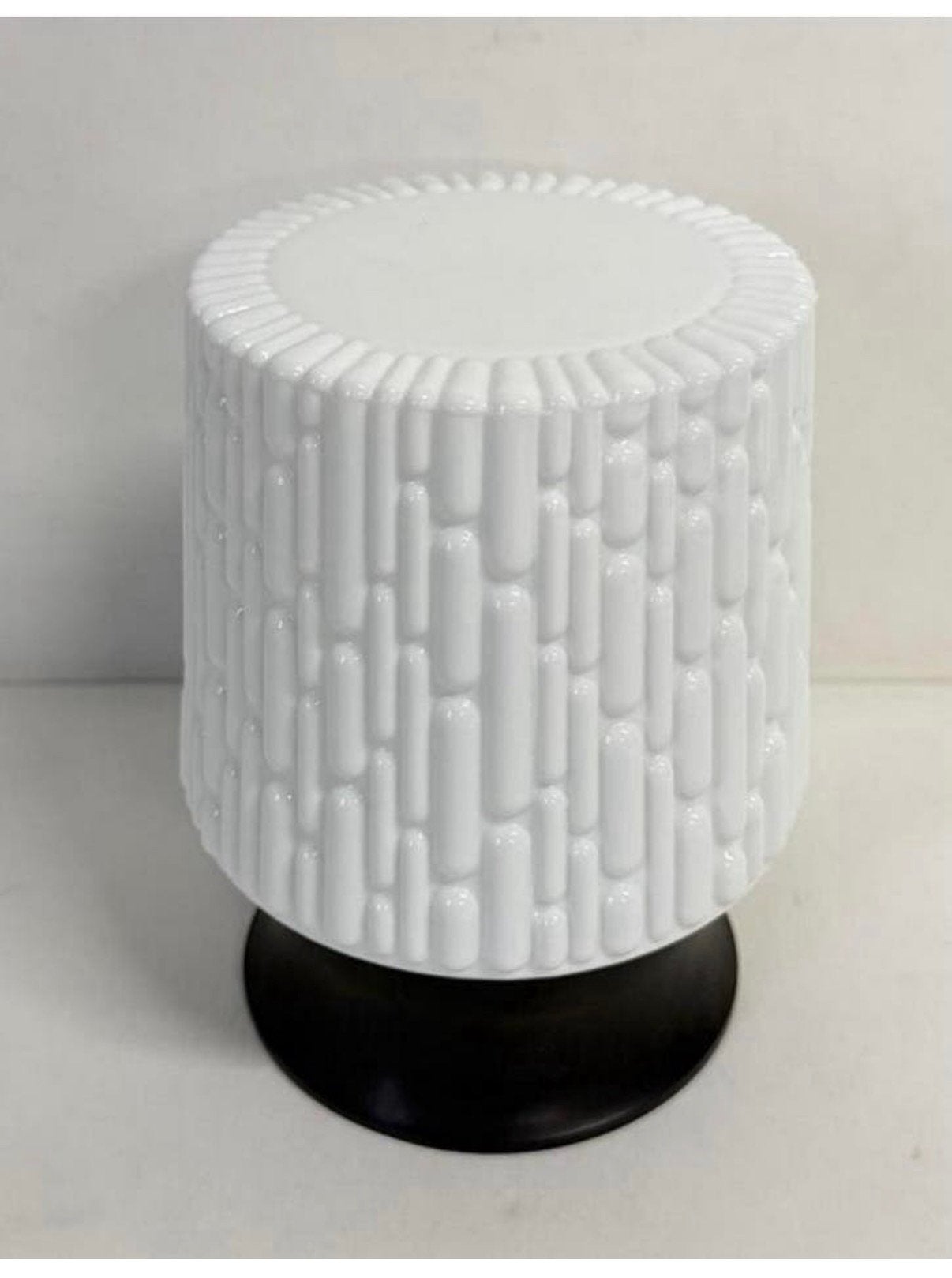 Witte vintage plafondlamp bamboe patroon bakeliet armatuur, Vintage, Zo goed als nieuw, Wit, Plafondlamp