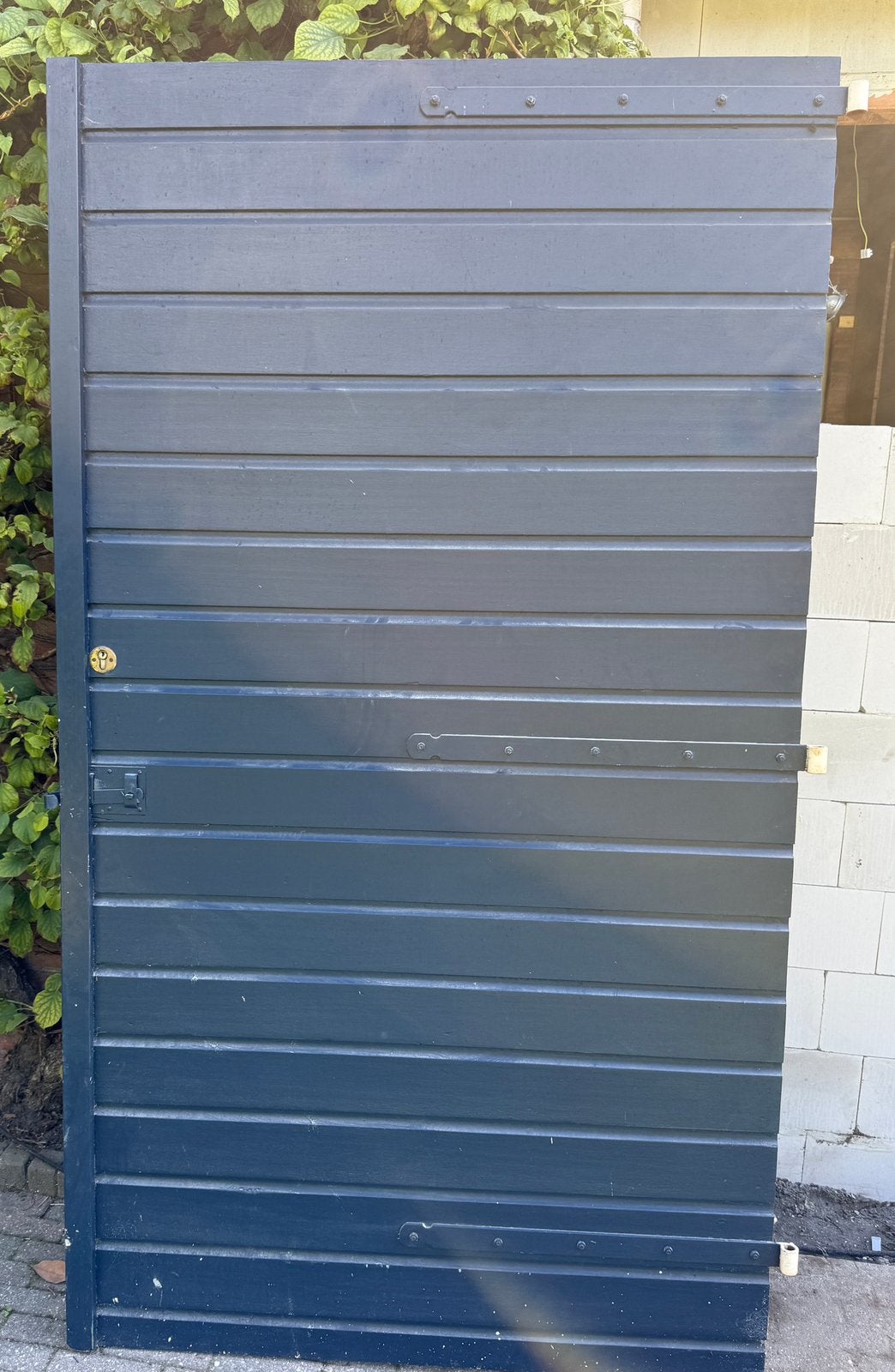 Dubbele hardhouten garagedeur, Ophalen, Gebruikt, 200 cm of meer, Hout