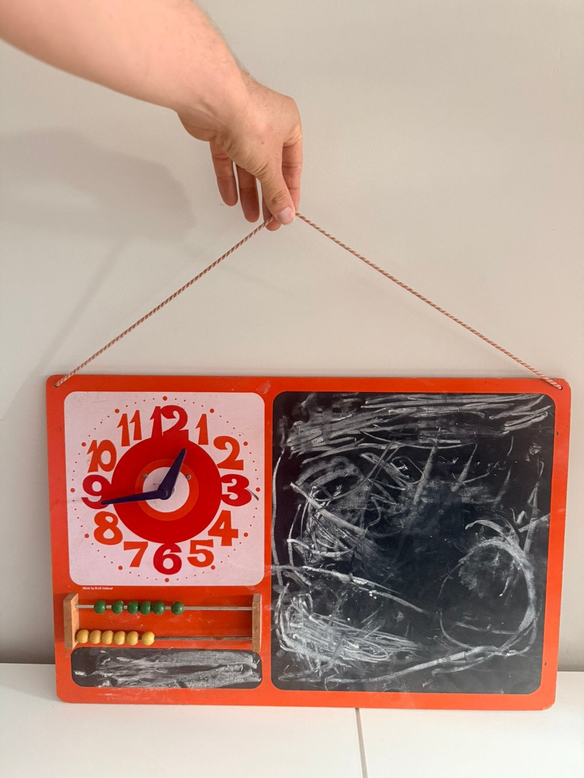 Leuk twkenbord met klok voor de kinderkamer vintage, Ophalen of Verzenden, Zo goed als nieuw