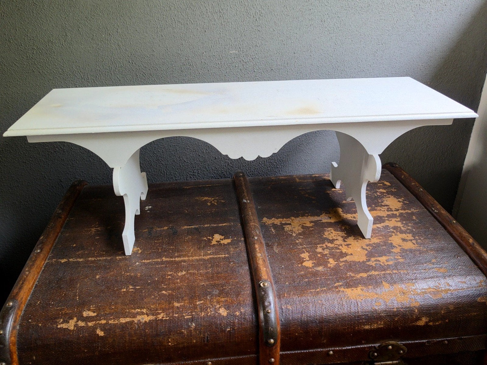 vensterbank  bankje wit brocante bijzettafeltje, Ophalen, Minder dan 45 cm, Minder dan 55 cm, Rechthoekig