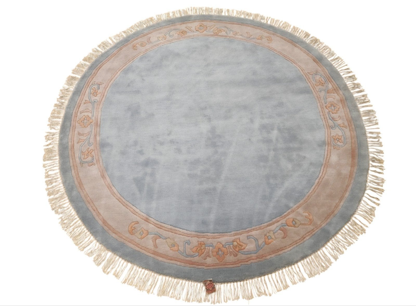 Handgeknoopt oosters rond wol Nepal tapijt blue 220x220cm