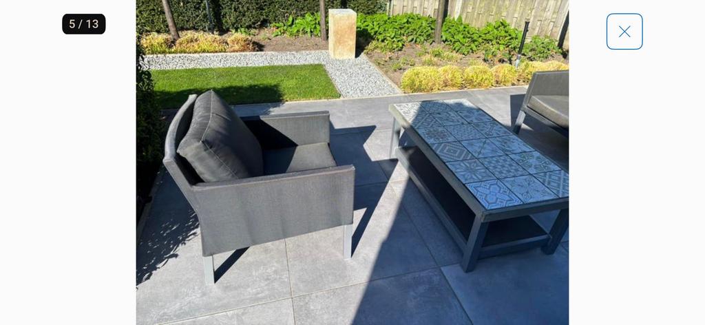 Loungeset 5delig met tegeltafel, Tuin en Terras, Tuinmeubel-accessoires, Ophalen, Gebruikt