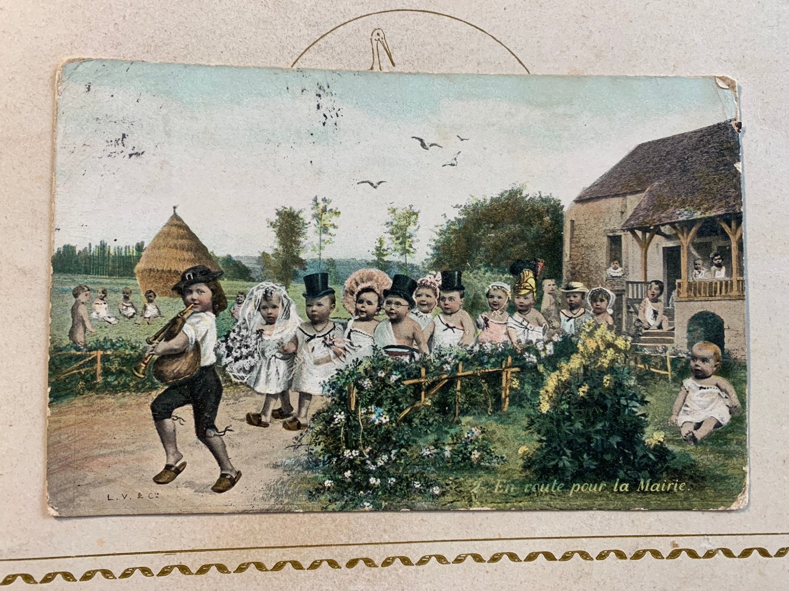 1907 En route pour la Mairie - baby bruiloft (BA), Ophalen of Verzenden, Voor 1920, Gelopen, Kinderen