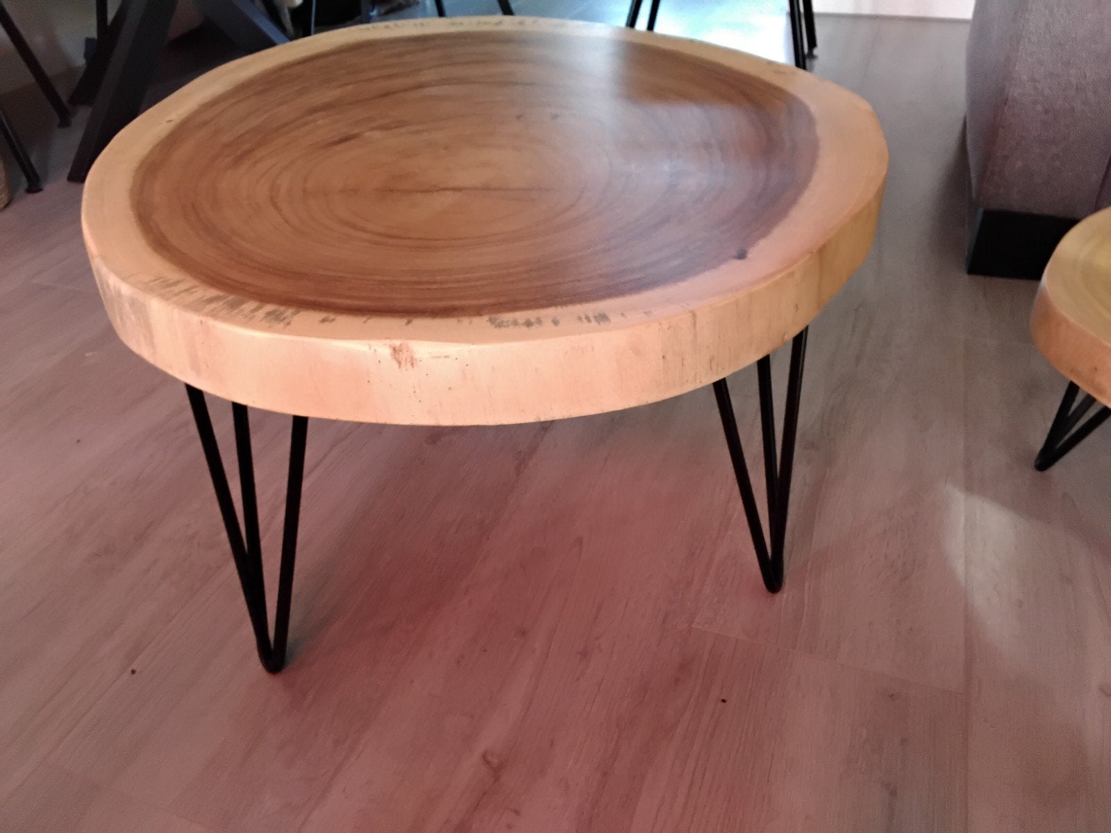 Suar houten boomstamschijf tafel, Ophalen, Minder dan 45 cm, Gebruikt, 75 cm of meer