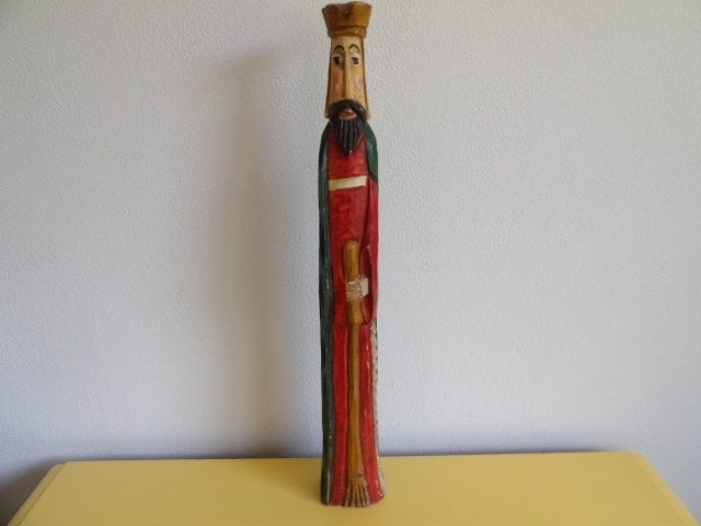 HOUTEN SANTOS BEELD, Antiek en Kunst, Handgemaakt, Beeld, Hout, Klassiek