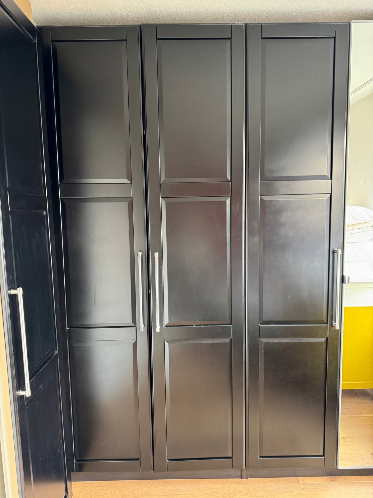 4 zwarte IKEA Pax kastdeuren 229x50cm met grepen, Ophalen, Minder dan 50 cm, Gebruikt, 200 cm of meer