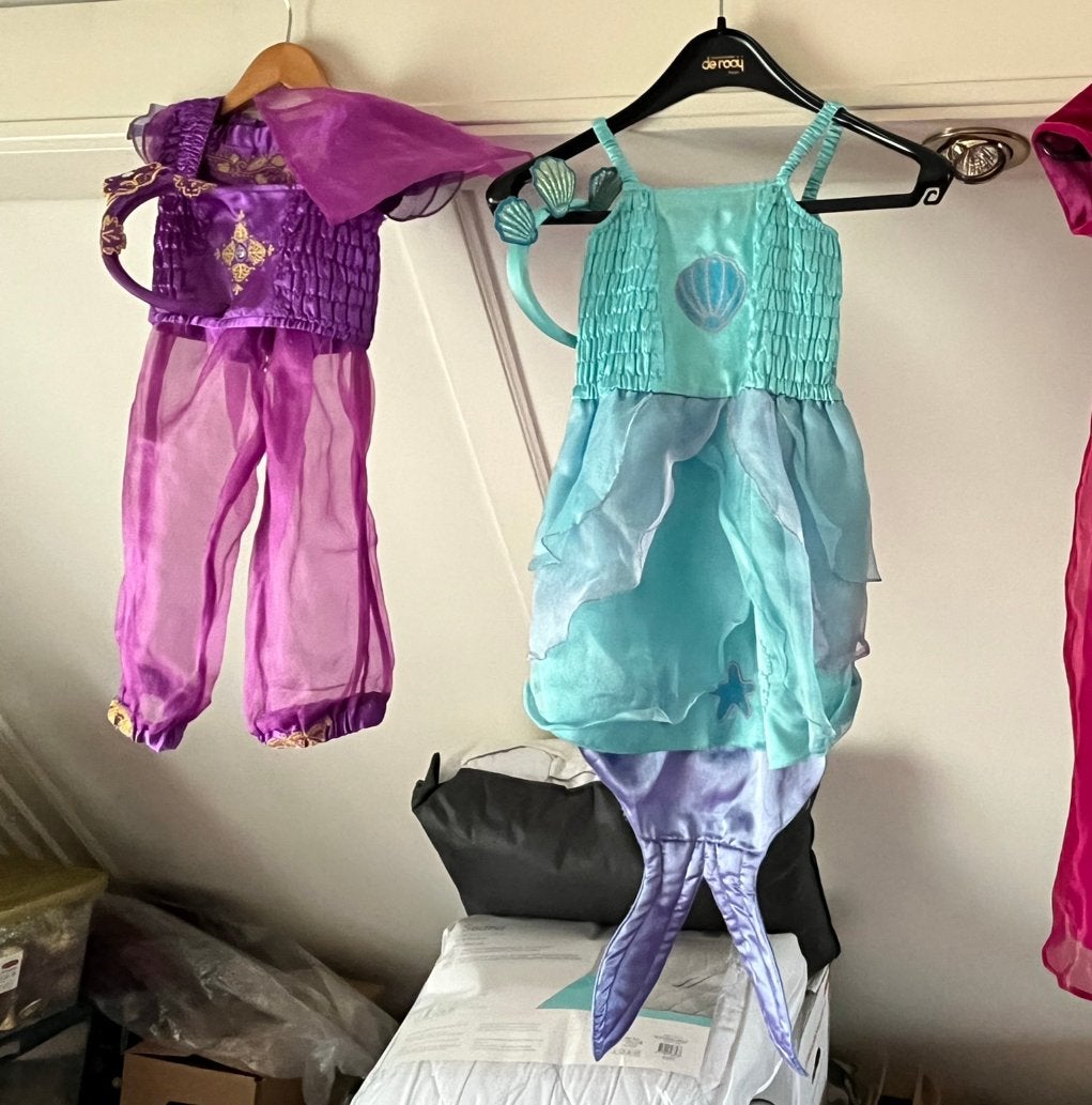 Prinsessenjurk paars (Aladdin/Jasmine) en zeemeermin jurk, Kinderen en Baby's, Ophalen, Gebruikt, 104 of kleiner, Jongen of Meisje