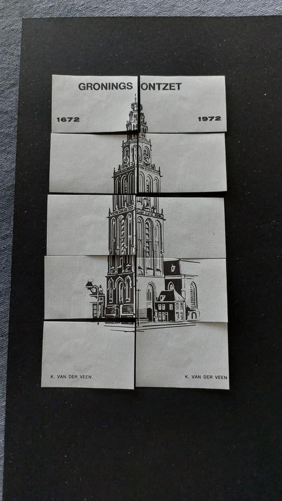 Lucifermerken puzzel 10 etiketten, Gronings Ontzet, K.vdVeen, Verzenden, Gebruikt, Luciferdoosjes of -merken