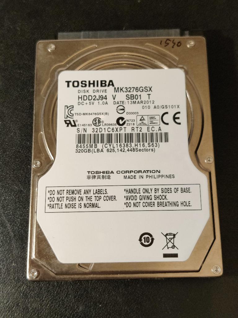 Toshiba MK3276GSX 2,5" 320GB [HDD-1540] 13-5, Computers en Software, Ophalen of Verzenden, Zo goed als nieuw, 320gb, Laptop