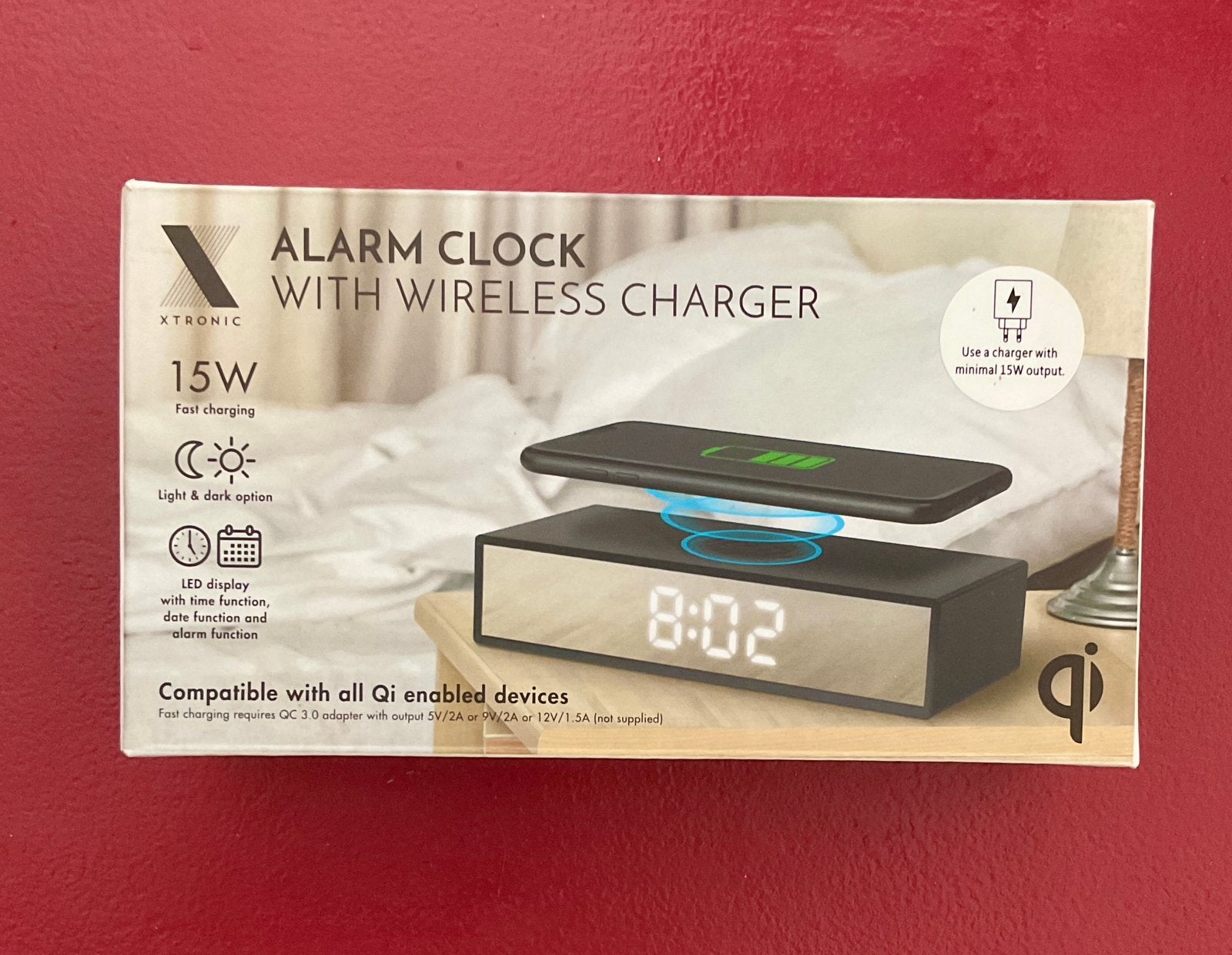 Alarmklok met draadloze oplader, Ophalen of Verzenden, Nieuw, Digitaal