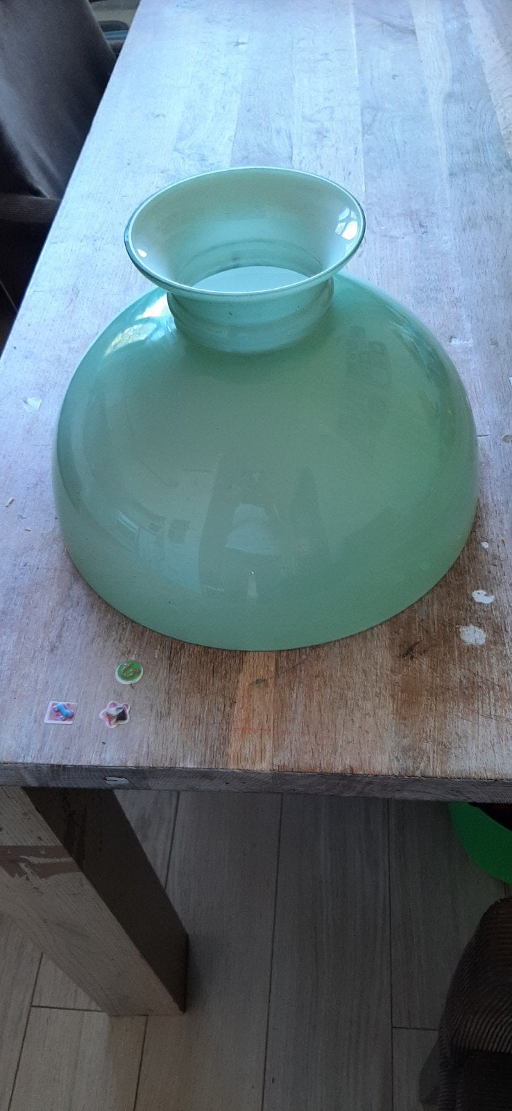 Antieke glazen lampenkap, Ophalen, Gebruikt, Groen