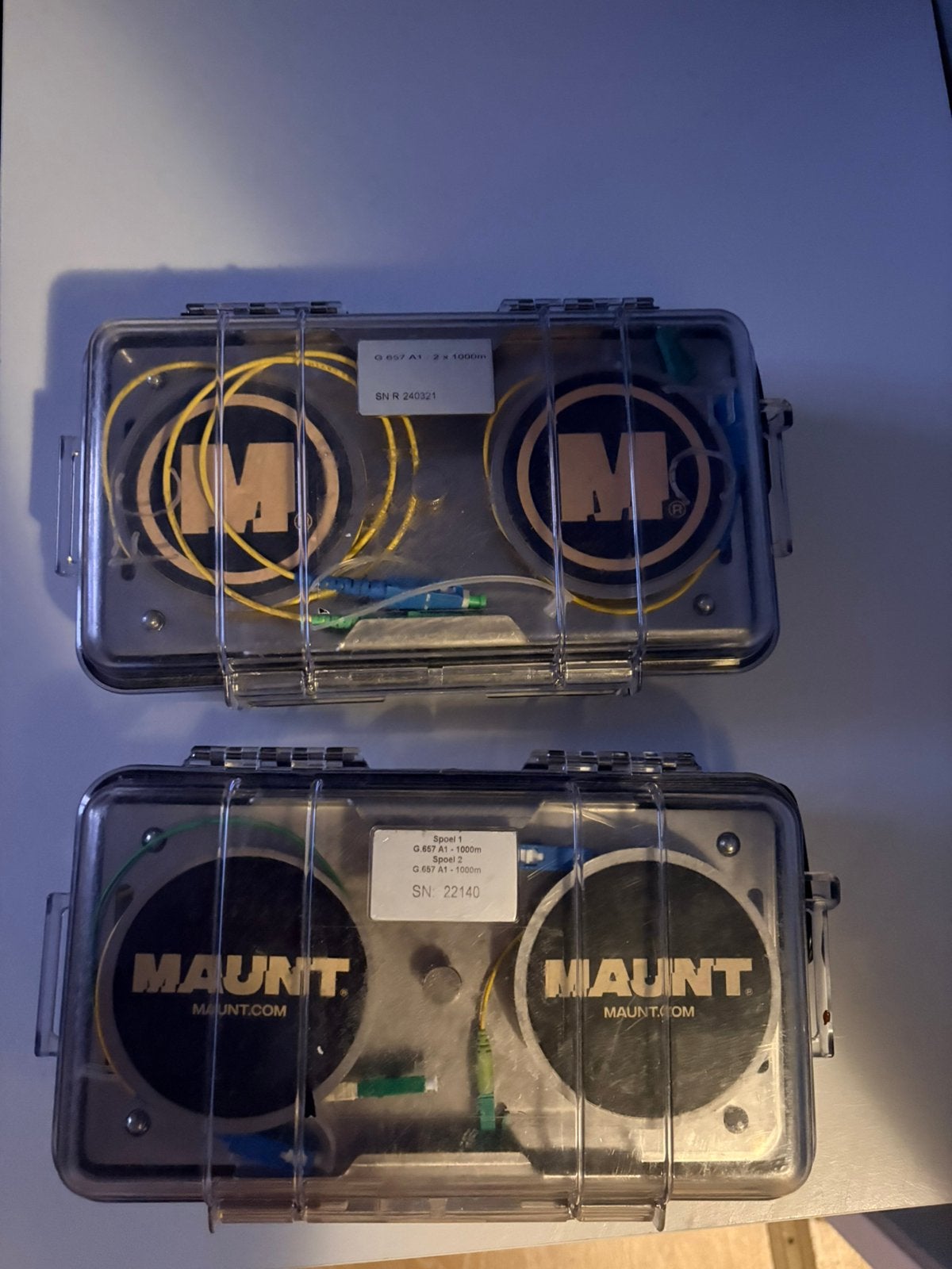 2x naspan voorspan spoelen otdr glasvezel metingen, Ophalen of Verzenden, Gebruikt