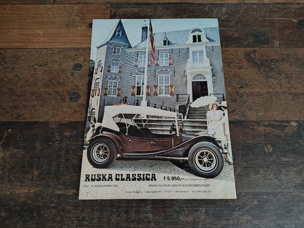 Reclame: Ruska Classica / Buggy (1973) 29 x 21 cm, Verzenden, Gebruikt, Auto's