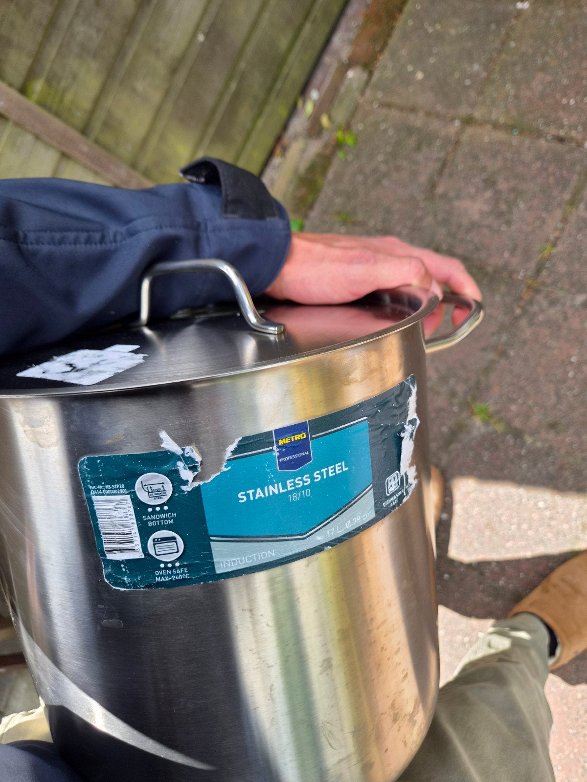 Grote RVS Kookpan - Metro Professional 17L, Kookpan of Snelkookpan, Inductieplaat, Ophalen of Verzenden, Zo goed als nieuw