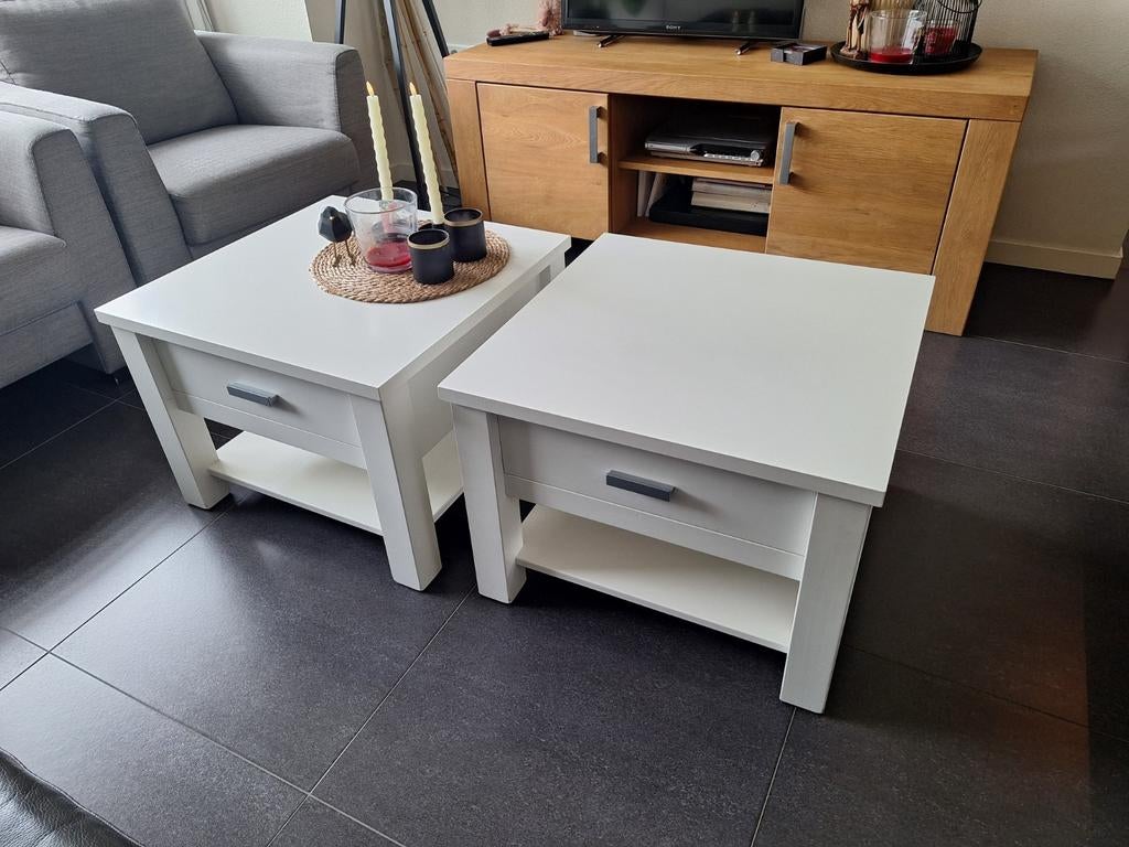 Witte salontafels (2 stuks), Huis en Inrichting, Tafels | Salontafels, Ophalen, Strak, Gebruikt, 50 tot 100 cm