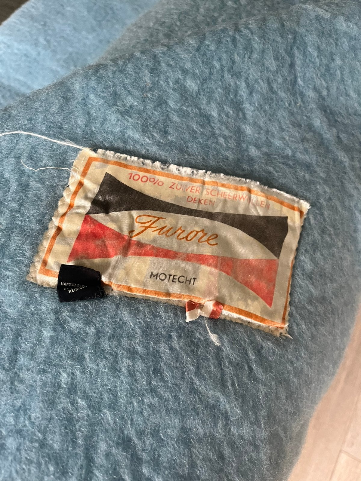 Mooie blauwe wollen vintage deken, Ophalen of Verzenden, Gebruikt