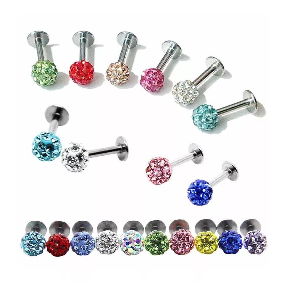 Nieuwe tragus, helix, oorpiercings met glitter balletjes., Ophalen of Verzenden, Nieuw, Staal