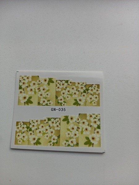 Velletje nagel water decals stickers GN-035 geel groen met, Verzenden, Nieuw, Handen en Nagels, Toebehoren