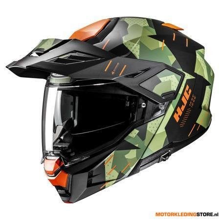 HJC i80 Roki Systeemhelm, Zwart-Groen-Oranje, Motoren, Ophalen of Verzenden, Nieuw met kaartje