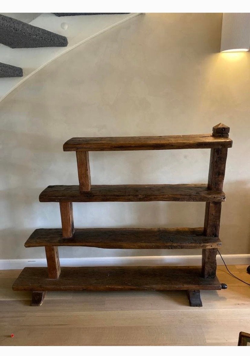 Robuuste Japandi hardhouten drift wood plankenkast, Ophalen, Met plank(en), Gebruikt, 100 tot 150 cm