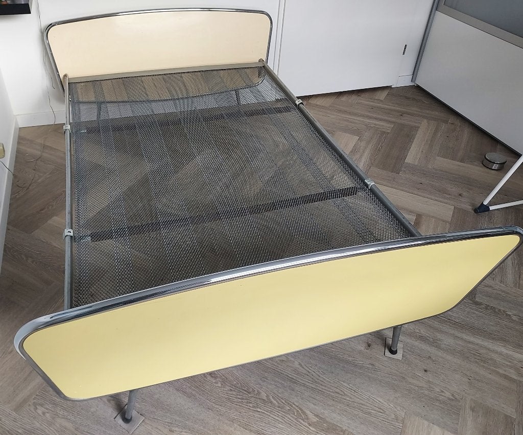 Retro twijfelaar met bijpassende stoel en ladekastje, Ophalen, Gebruikt, 190 cm of minder, Twijfelaar