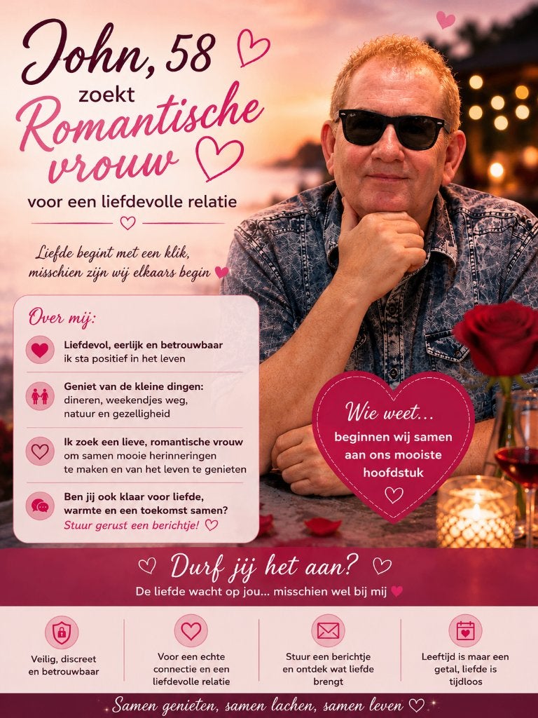 Man (58) single en lief zoekt leuke gezellige single vrouw