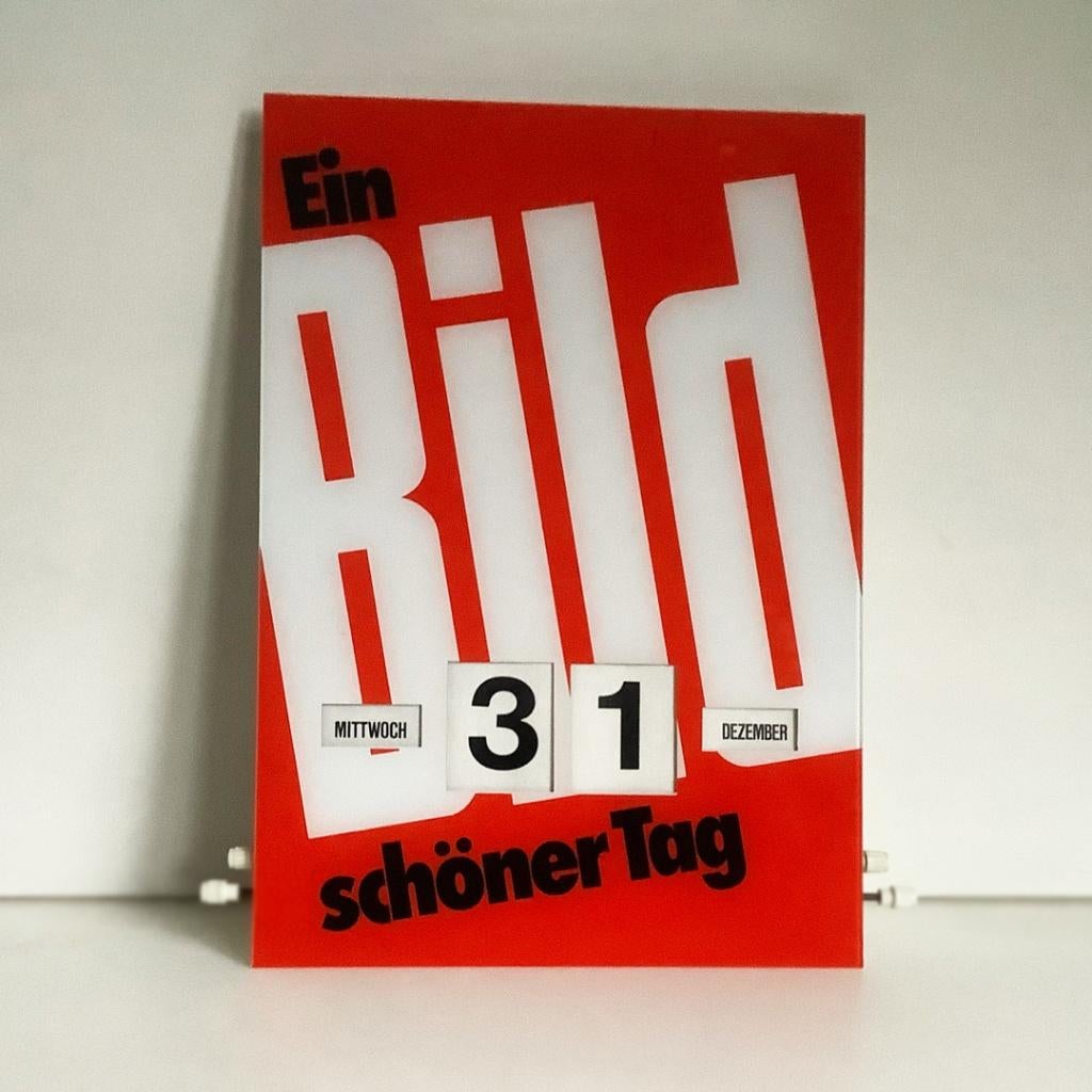 Retro design eeuwige kalender Bild reclame jaren 70/80, Verzamelen, Merken en Reclamevoorwerpen, Zo goed als nieuw, Reclamebord