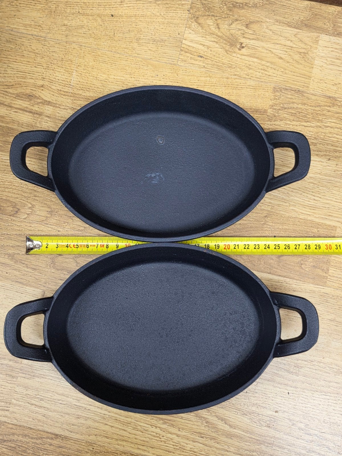 2x Gietijzeren Ovenschaal/Serveerschaal - Ovaal, Gietijzer, Overige typen, Met handvatten, Ophalen of Verzenden