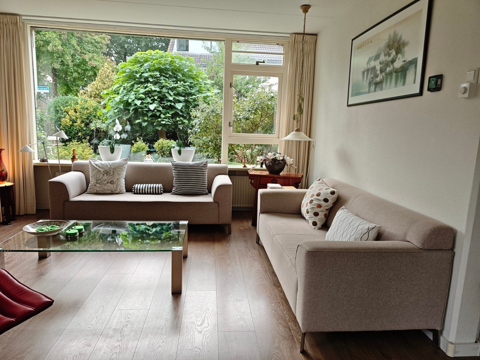 Mooie Montel 2,5- en 2-zitsbank – beige kwaliteitsstof, Ophalen, Gebruikt, 150 tot 200 cm, 75 tot 100 cm