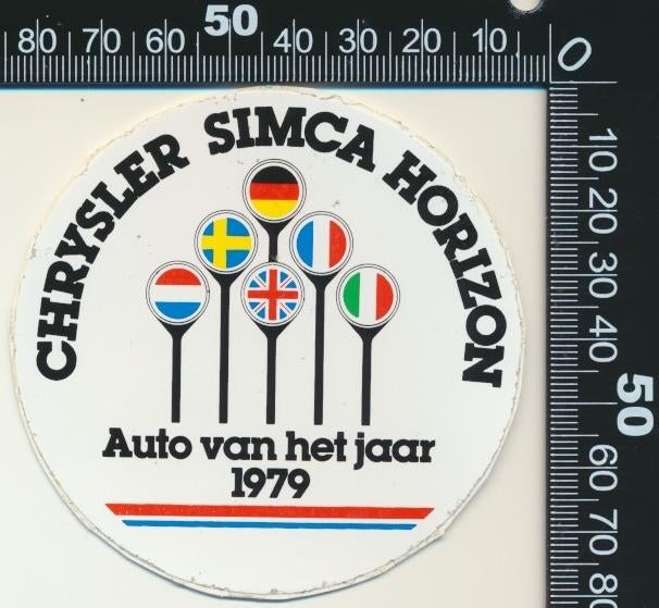 Sticker: Chrysler - Simca - Horizon - Auto van het jaar 1979, Ophalen of Verzenden, Zo goed als nieuw, Auto of Motor