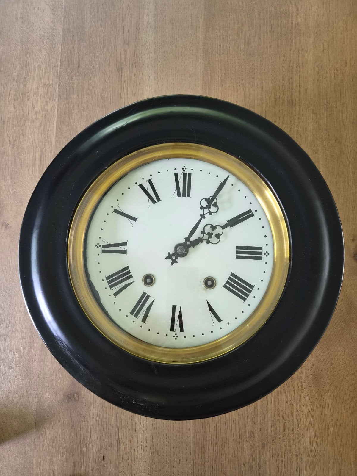 Antieke Franse Schoolklok - Klassiek Design, Ophalen of Verzenden