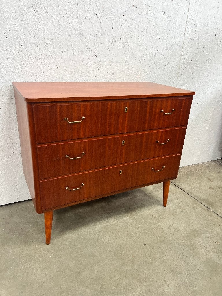 Vintage midcentury teakhouten ladekast, Zweden 1950's, Ophalen, Gebruikt, Teakhout, Onbekend