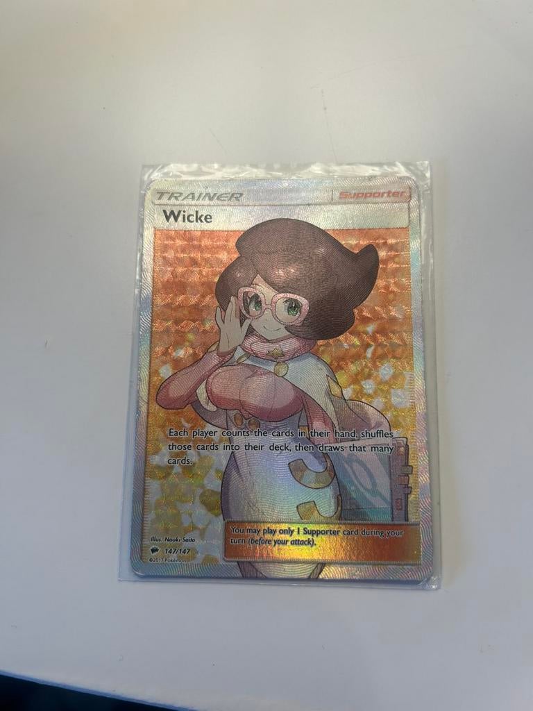 Wicke 147/147 - Zeldzame Pokémonkaart, Ophalen of Verzenden, Zo goed als nieuw, Losse kaart, Foil