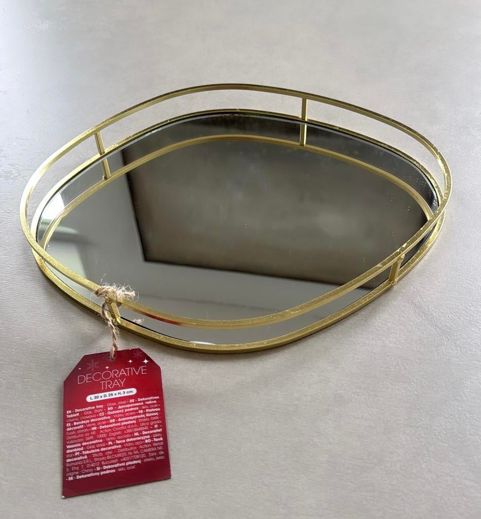 Gouden dienblad decorative tray 30c25x3cm NIEUW, Huis en Inrichting, Woonaccessoires | Dienbladen, Ophalen of Verzenden, Zo goed als nieuw