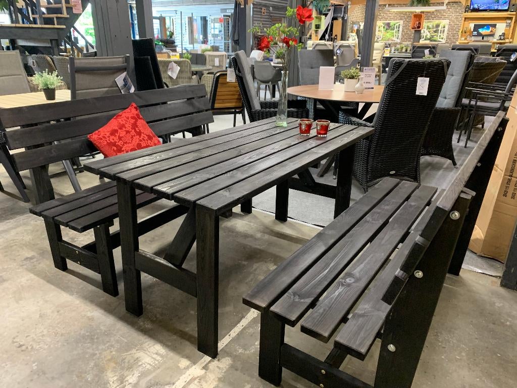 Picknick set Salzburg Zwart, Ophalen, Nieuw, Rechthoekig, Hout