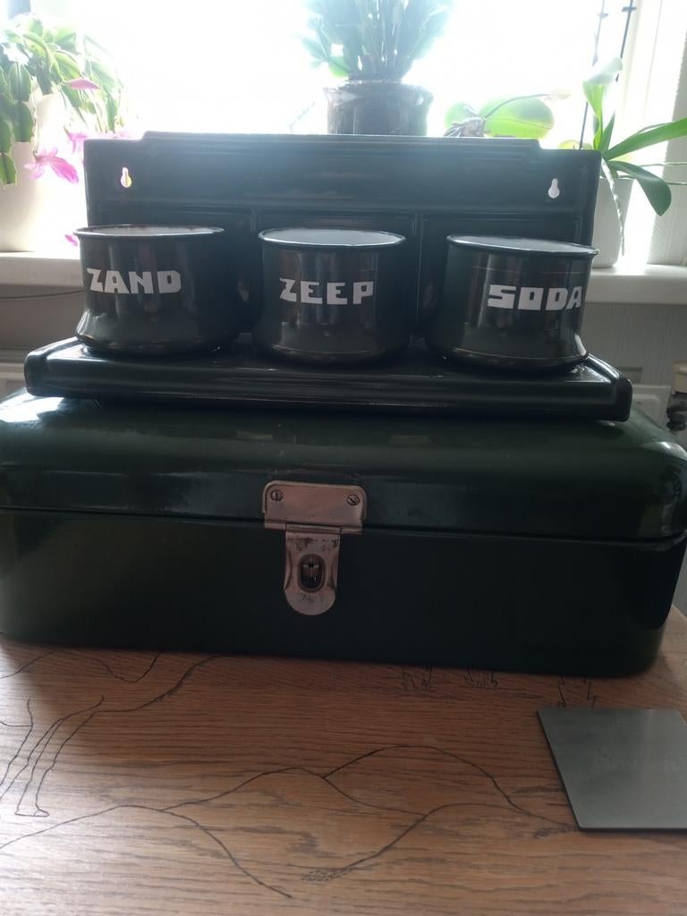 EMAILLE GROEN BROOD TROMMEL VINTAGE, Ophalen