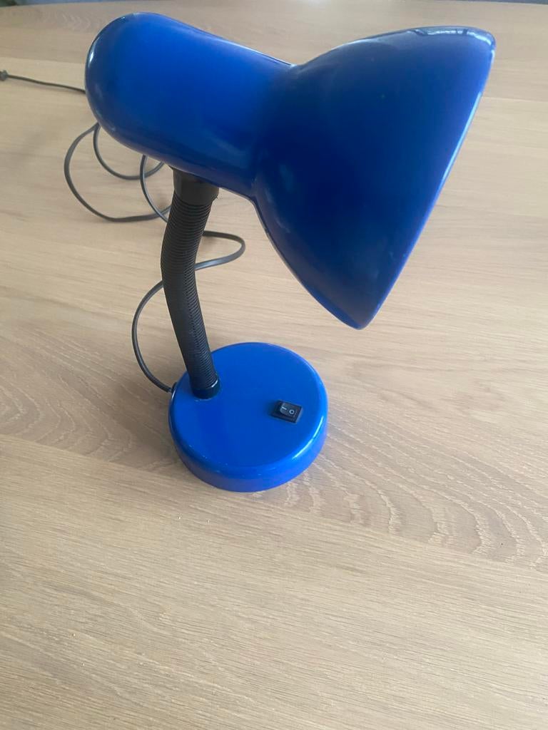 Vintage Blauwe Bureaulamp, Ophalen of Verzenden, Gebruikt, Metaal, Minder dan 100 cm