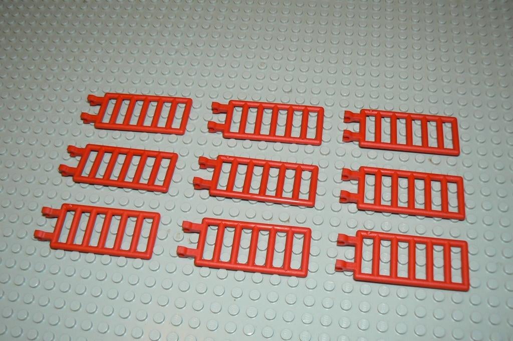 L415 Hekjes / trapjes 3x7 met 2 clips rood 9 st., Ophalen of Verzenden, Nieuw, Losse stenen, Lego