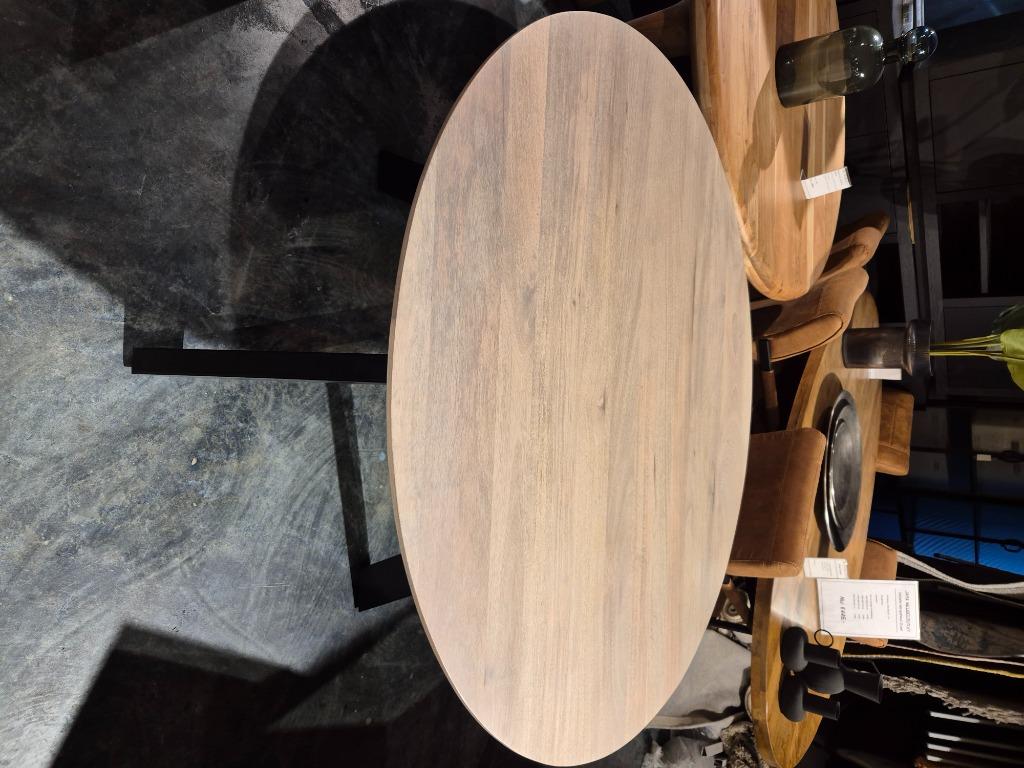 Eetkamertafel Ø130, Mango Ashblond Showmodel  Nu €350.-, Huis en Inrichting, Tafels | Eettafels, Ophalen, Overige materialen, Rond