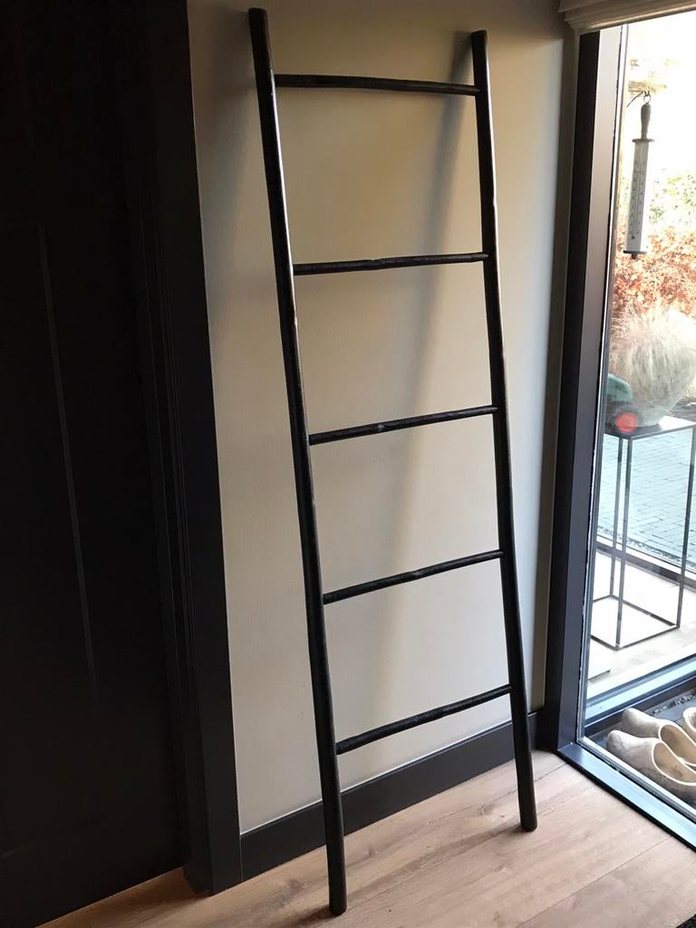 Ladder | Zwart bamboe, Doe-het-zelf en Verbouw, Ladders en Trappen, Ophalen, Gebruikt, 4 meter of meer