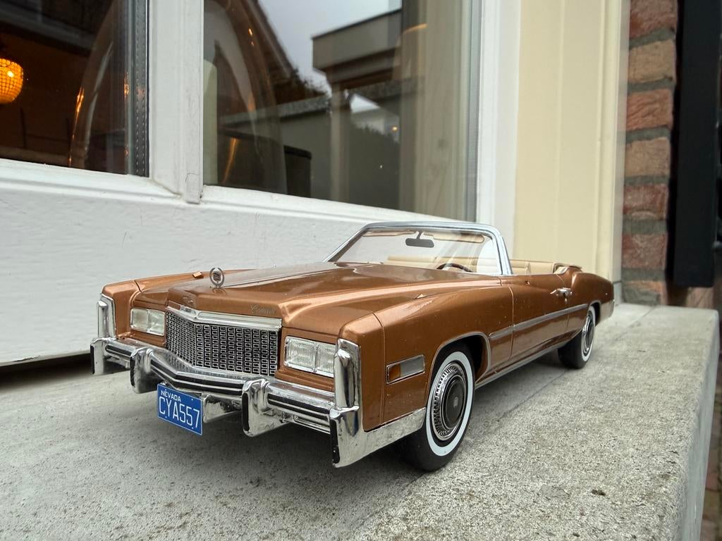 1:18 Cadillac Eldorado cabrio brons 1976 BOS Models BOS419, Overige merken, Info@modelcarworld.com, Auto, Ophalen of Verzenden