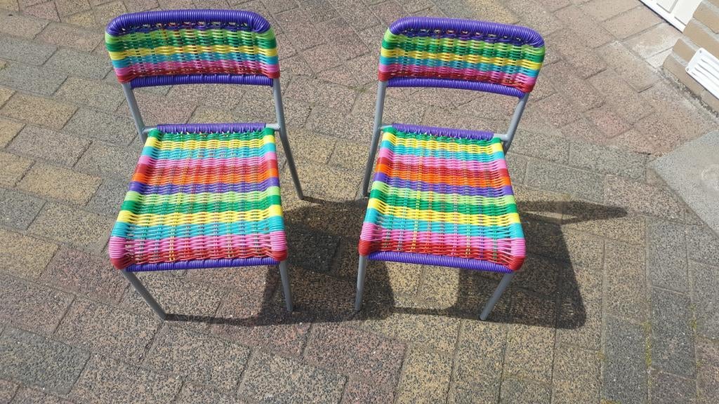 2 Ikea vintage kinderstoelen - kleurrijk en stevig, Ophalen of Verzenden, Gebruikt, Stoel(en)