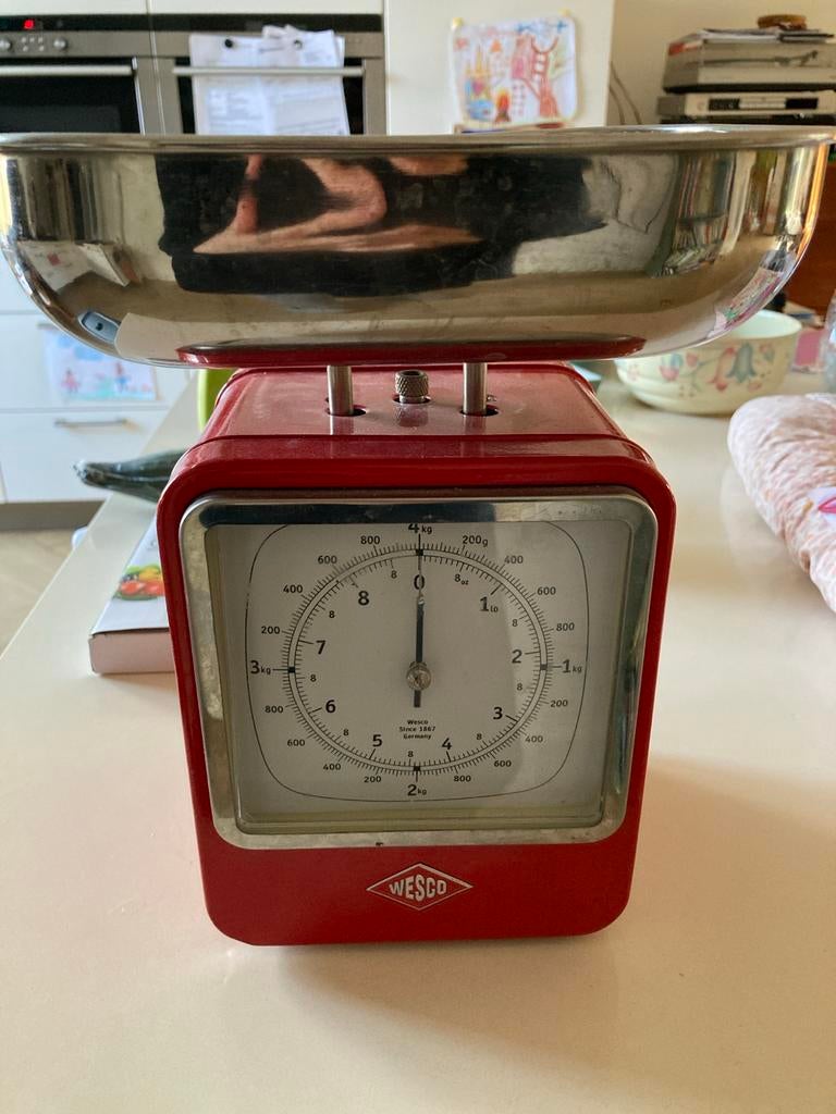 Wesco Weegschaal met Klok - Vintage Keukenaccessoire, Huis en Inrichting, Keuken | Keukenbenodigdheden, Ophalen of Verzenden, Gebruikt