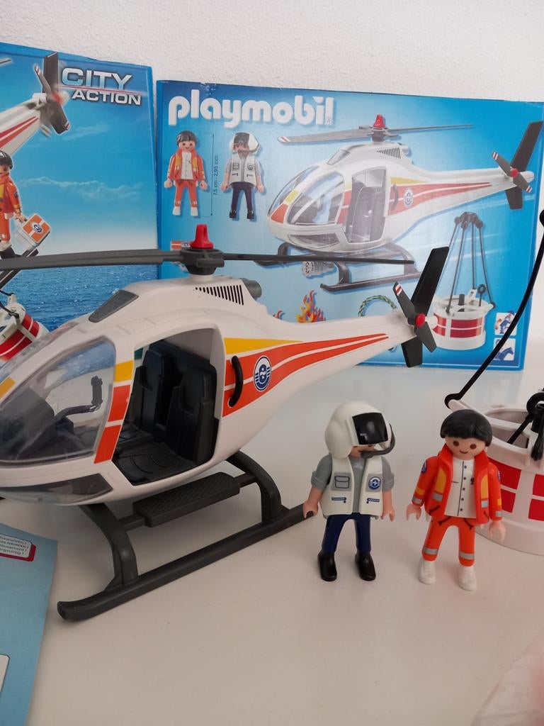 Playmobil City Action 5542 Reddingshelikopter COMPLEET!, Ophalen of Verzenden, Zo goed als nieuw, Complete set